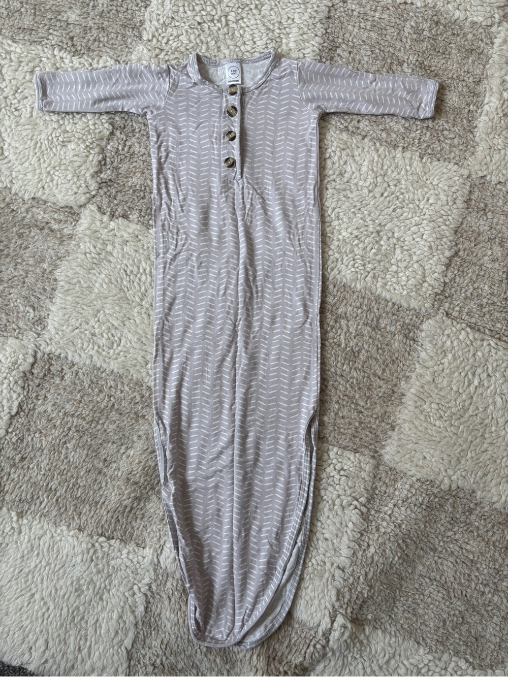 Lou Lou & Company Baby Knotted Gown in Herringbone Print